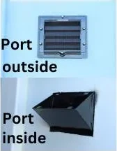 DRY-CON X exhaust port viewed from outside and inside