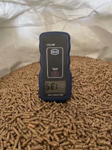 Texas Grain Field Test - Conex Container - Moisture Meter inside bag of grain